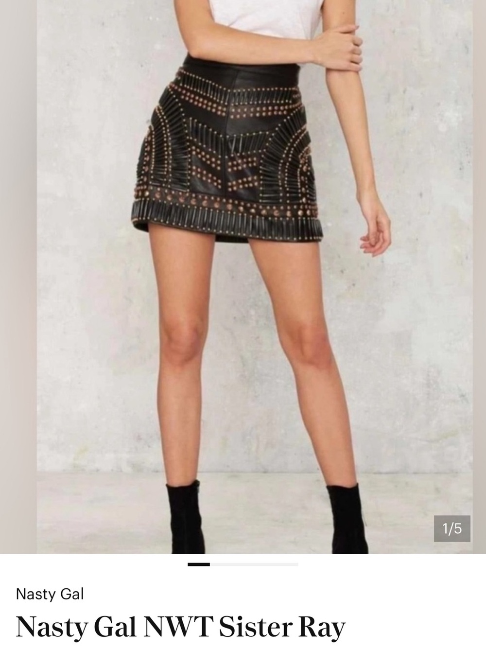 Nasty Gal Black Mini Skirt with Gold Stud Detailing